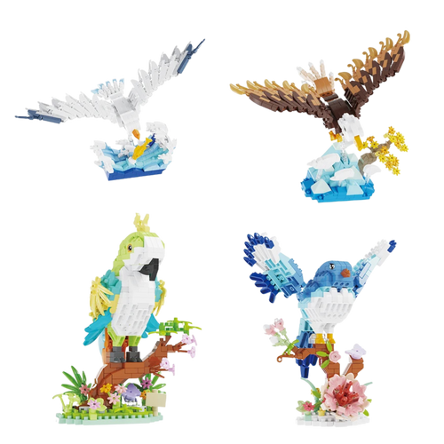 Bird Building Blocks – DIY Micro Brick Kits (Parrot, Seagull, Cockatoo & Hummingbird) - Beyond Bricks