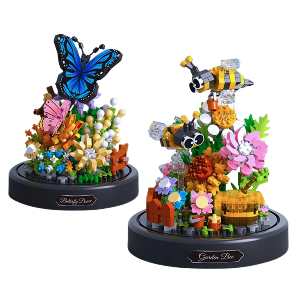 Bee & Butterfly Bonsai Building Blocks – Nature-Inspired Mini Flower Set with Dust Cover - Beyond Bricks
