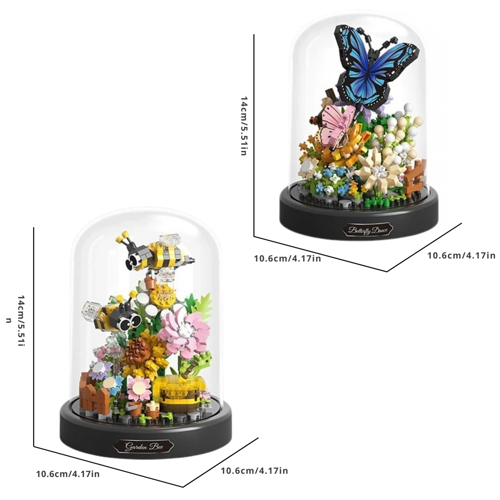 Bee & Butterfly Bonsai Building Blocks – Nature-Inspired Mini Flower Set with Dust Cover - Beyond Bricks
