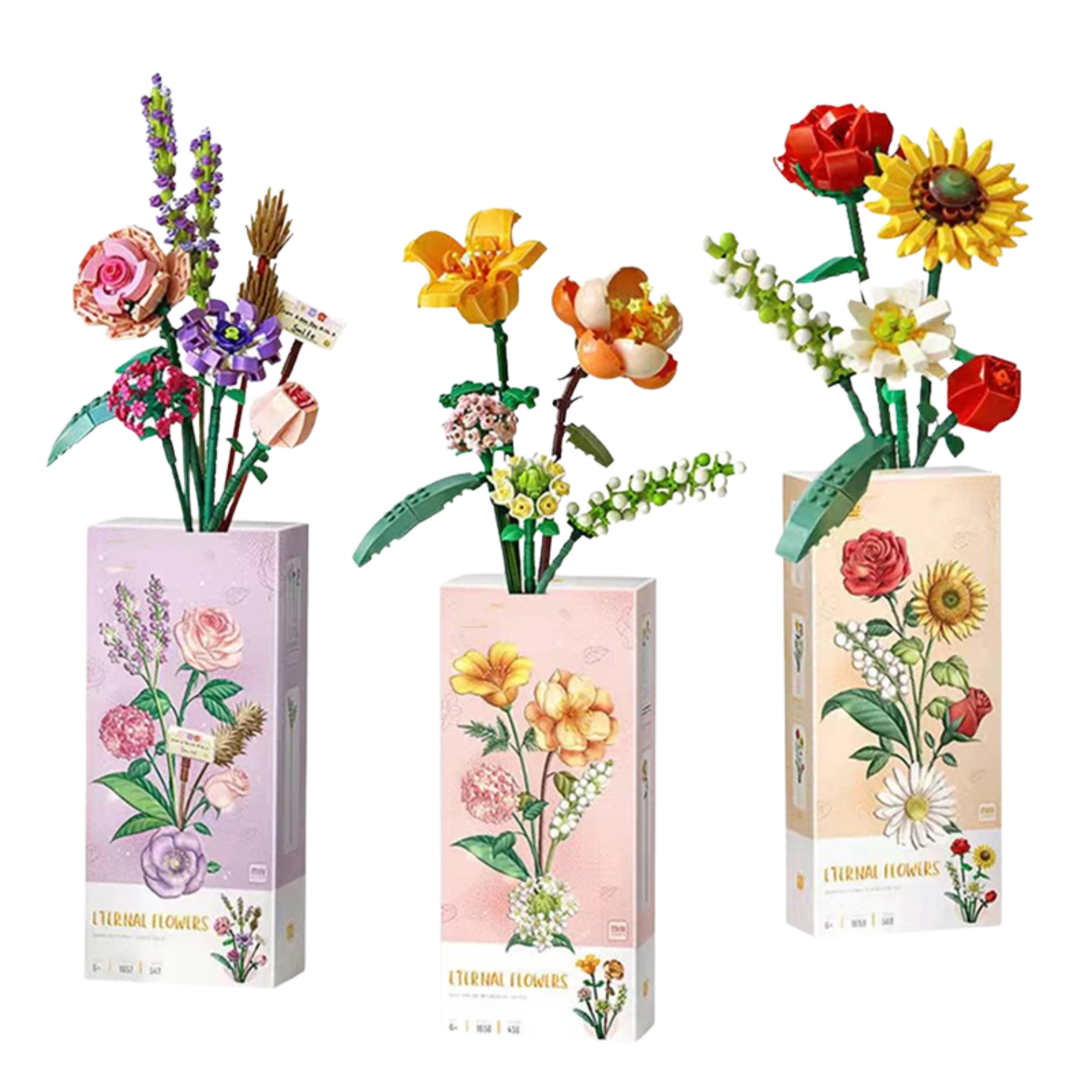 Flower Bouquet Building Blocks – DIY Rose, Hydrangea, Lily of the Valley & Mixed Blooms | Creative Brick Set Gift - Beyond Bricks