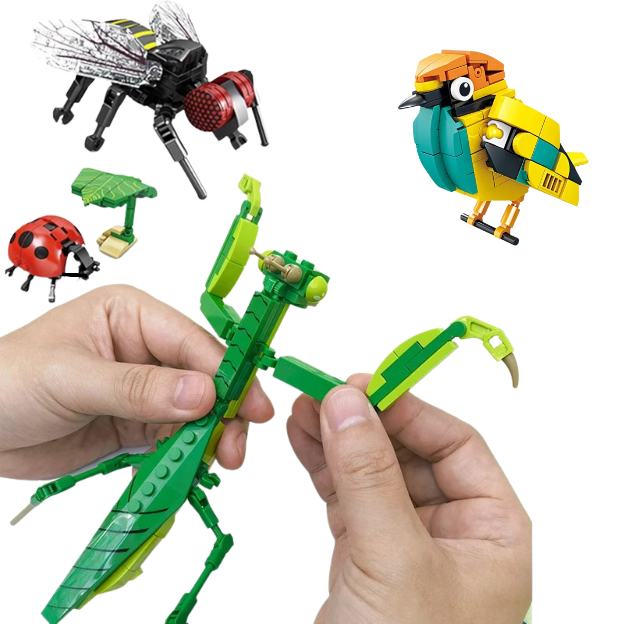 Mini Animal & Insect Building Blocks – Fly, Mantis, Ladybug, Grasshopper, Eagle & Bird | Creative Nature Brick Toy Set - Beyond Bricks