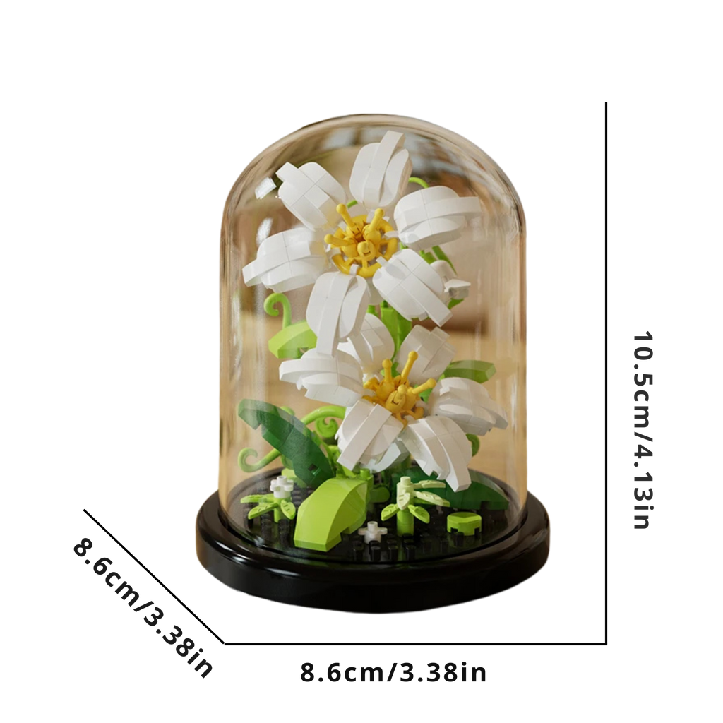 Flower Bouquet Building Block Set in Glass Dome – DIY Mini Floral Puzzle Decoration & Gift - Beyond Bricks