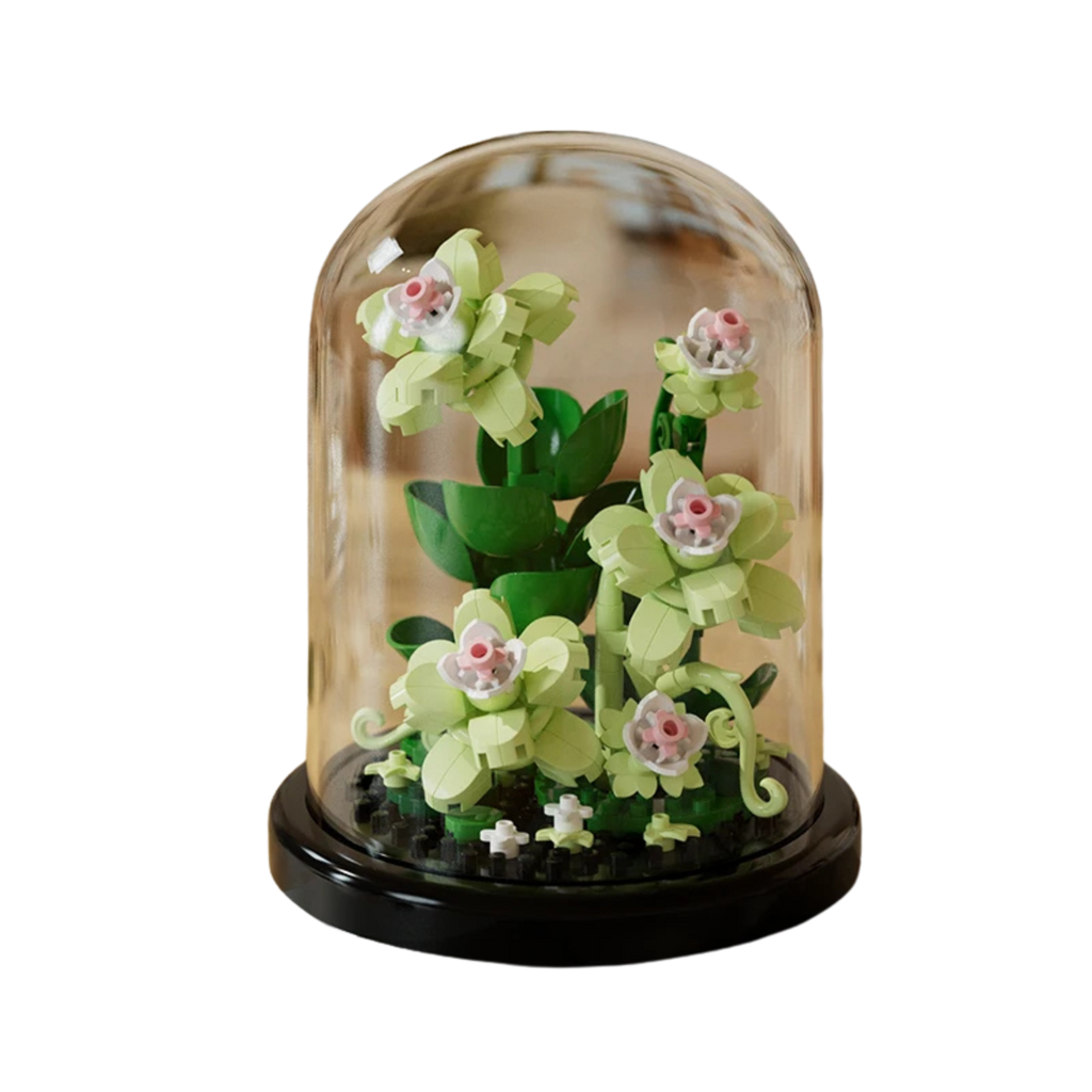 Flower Bouquet Building Block Set in Glass Dome – DIY Mini Floral Puzzle Decoration & Gift - Beyond Bricks