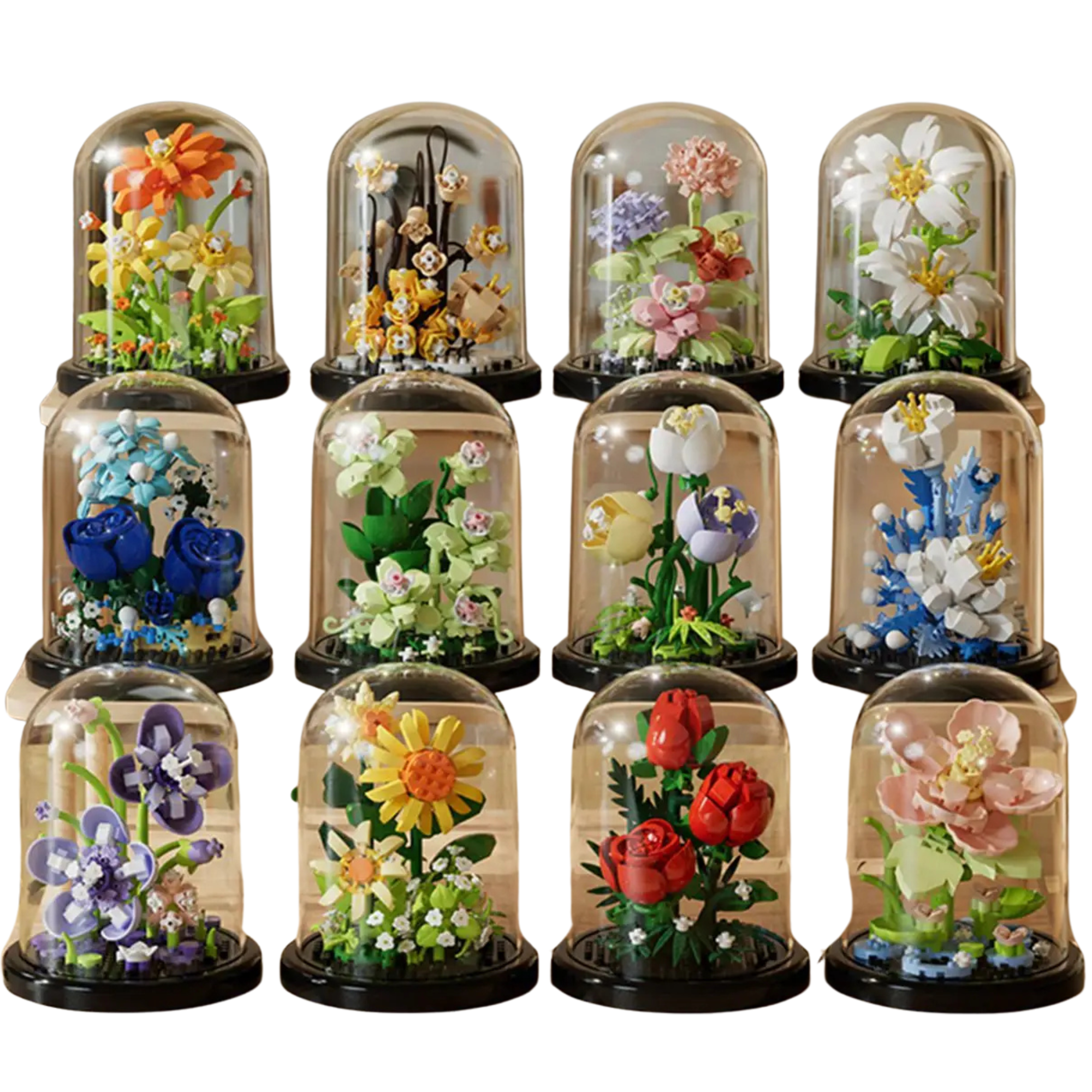 Flower Bouquet Building Block Set in Glass Dome – DIY Mini Floral Puzzle Decoration & Gift - Beyond Bricks