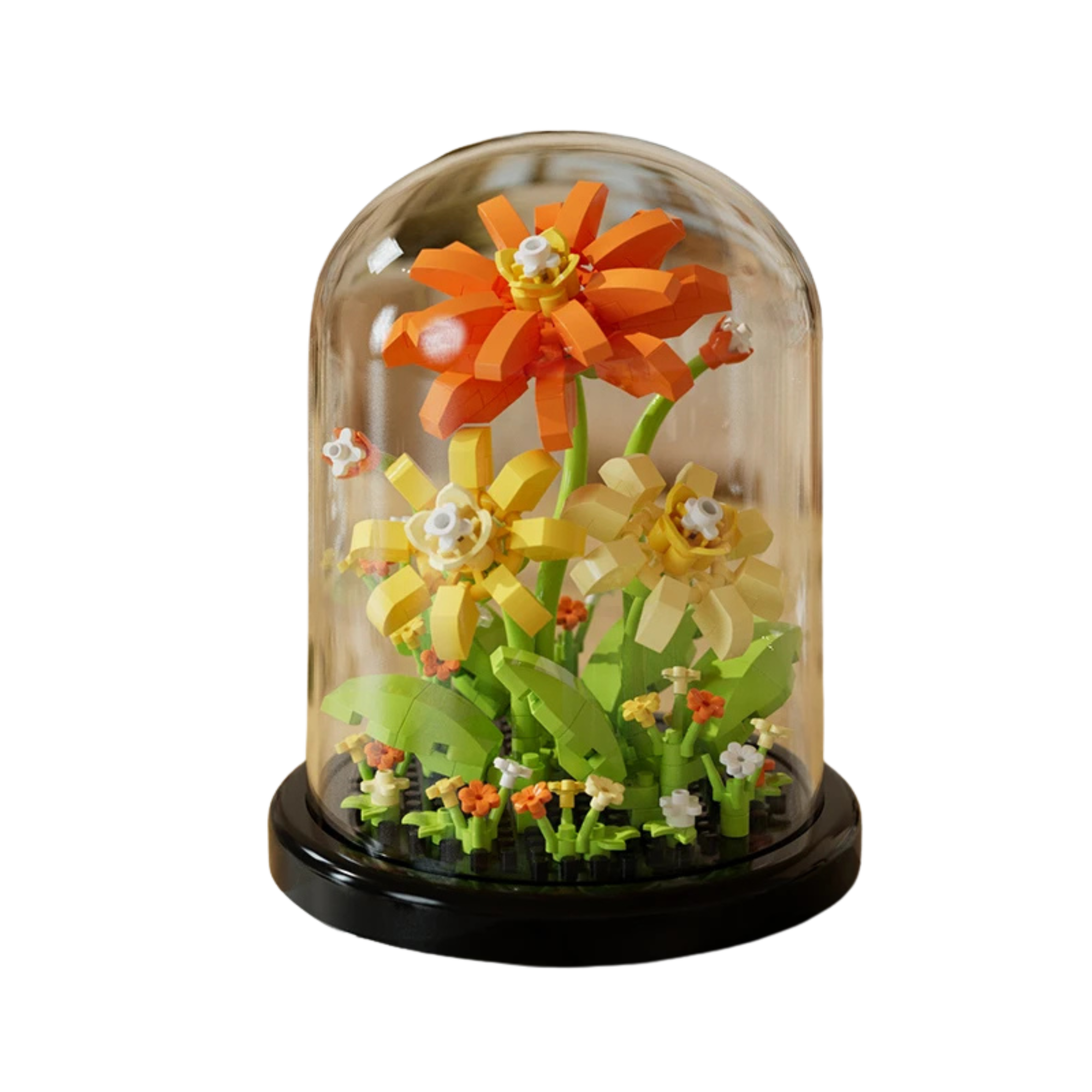 Flower Bouquet Building Block Set in Glass Dome – DIY Mini Floral Puzzle Decoration & Gift - Beyond Bricks