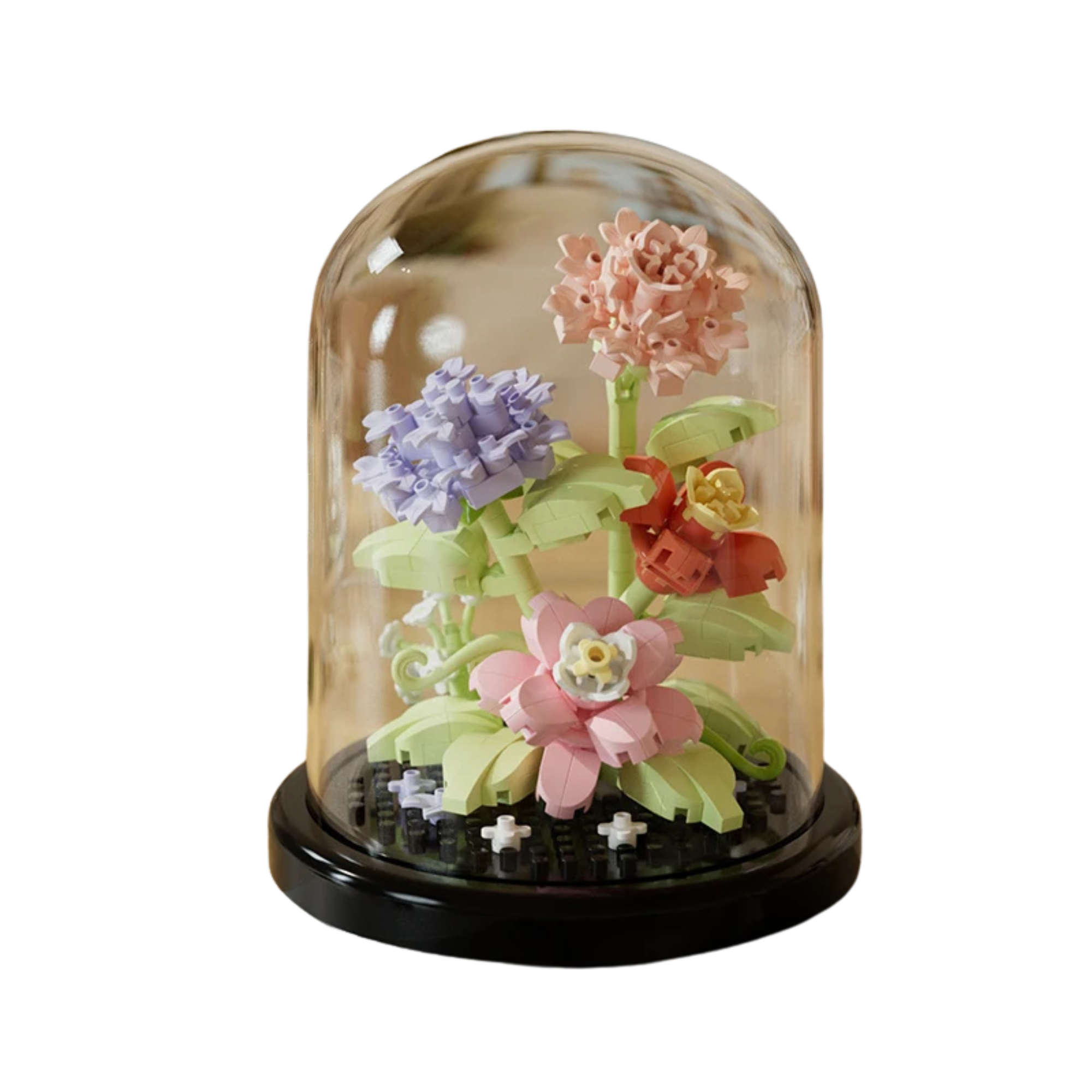 Flower Bouquet Building Block Set in Glass Dome – DIY Mini Floral Puzzle Decoration & Gift - Beyond Bricks