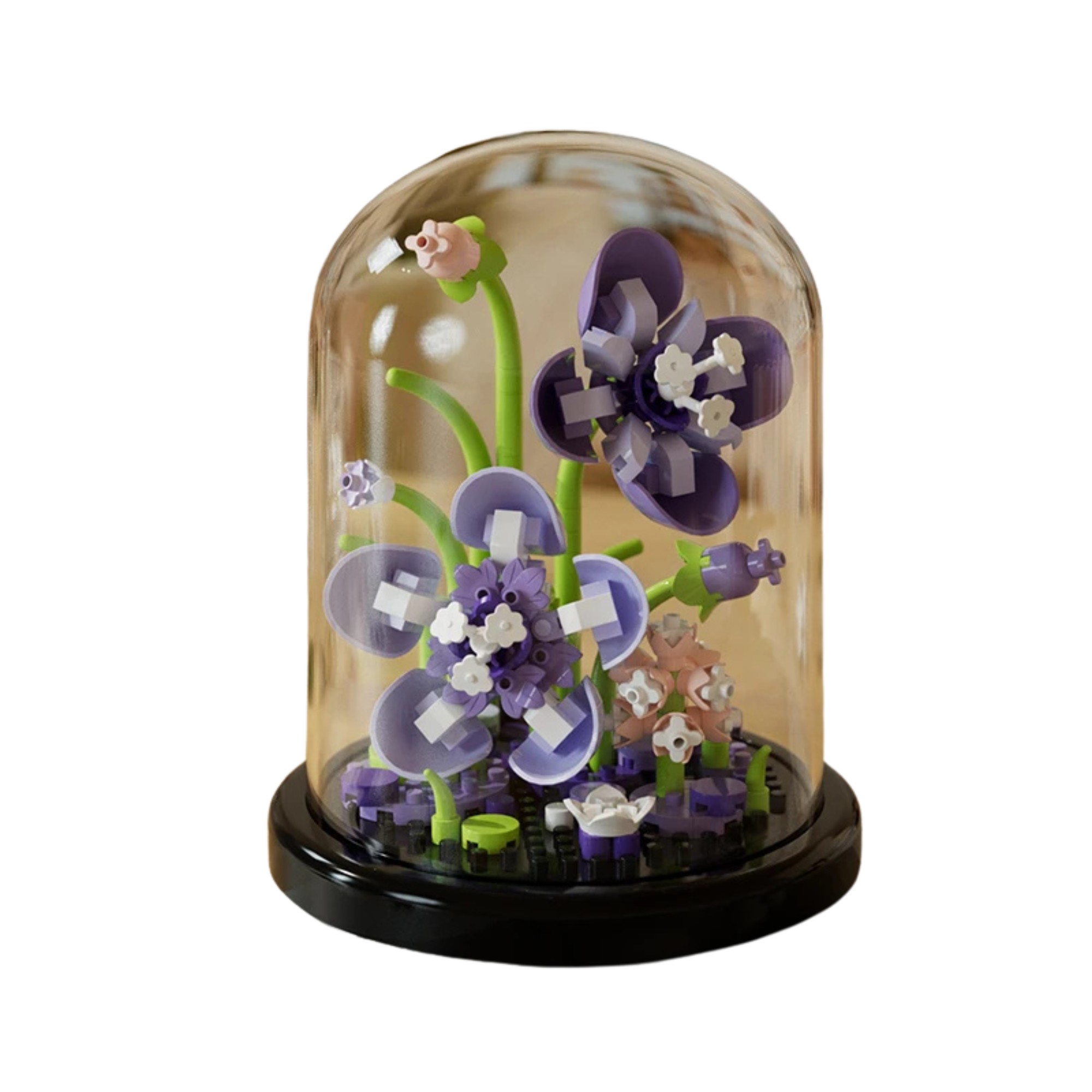 Flower Bouquet Building Block Set in Glass Dome – DIY Mini Floral Puzzle Decoration & Gift - Beyond Bricks