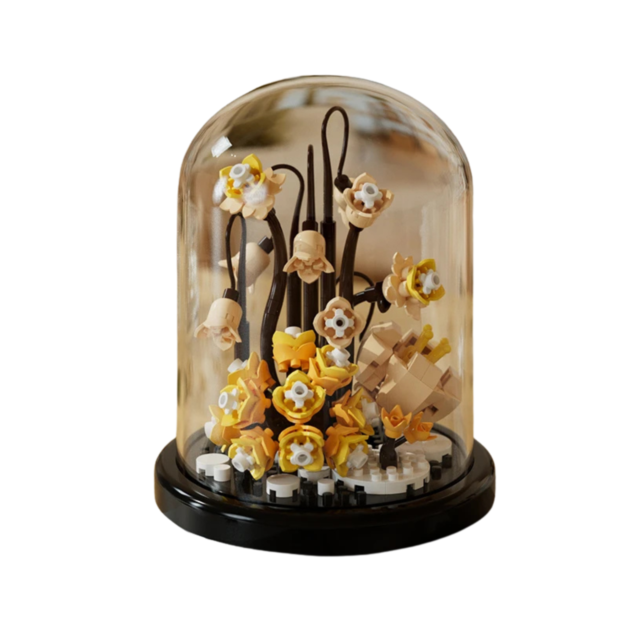 Flower Bouquet Building Block Set in Glass Dome – DIY Mini Floral Puzzle Decoration & Gift - Beyond Bricks