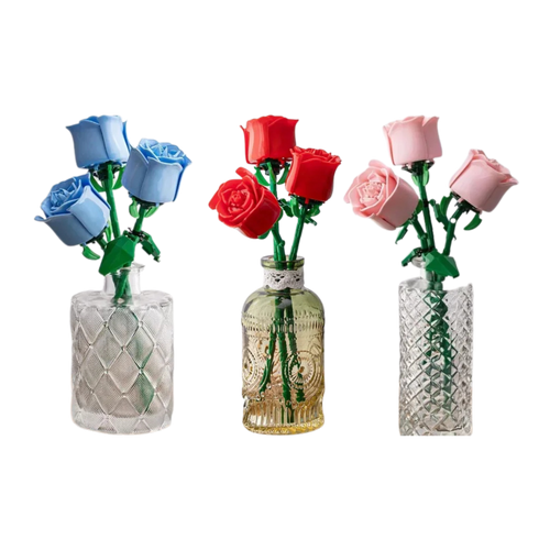 Brick Rose Bouquet – Buildable Mini Flower Set (Red, Pink, Blue Variants) - Beyond Bricks