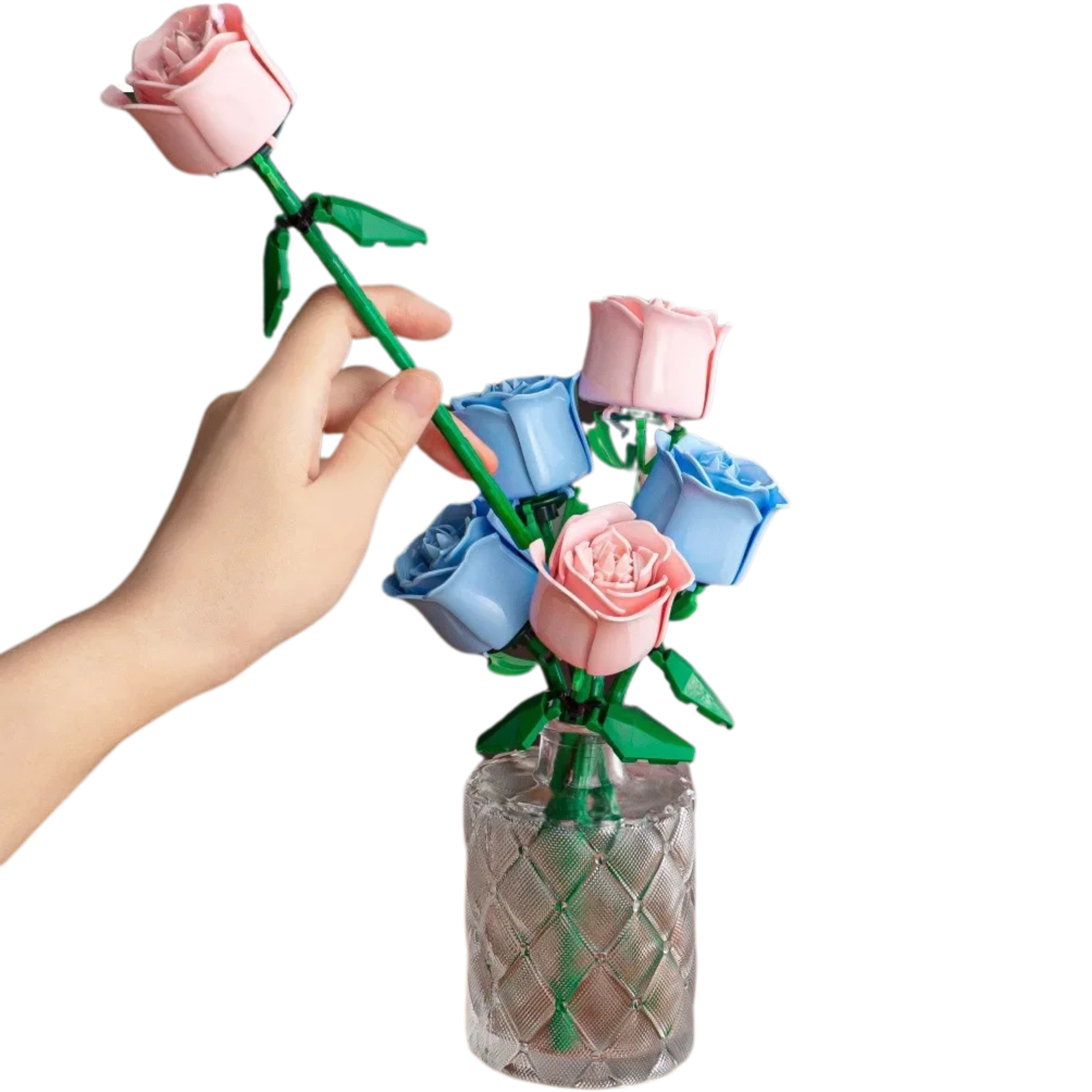 Brick Rose Bouquet – Buildable Mini Flower Set (Red, Pink, Blue Variants) - Beyond Bricks