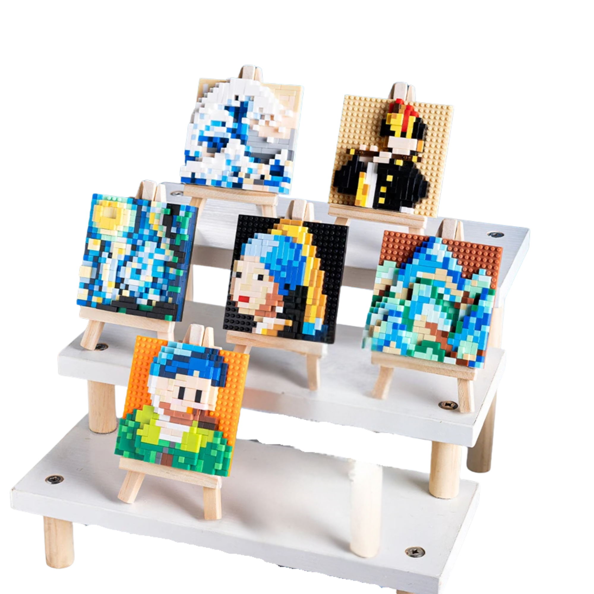 Mini Famous Painting Building Block Set with Wooden Easel – DIY Pixel Art Kit - Beyond Bricks