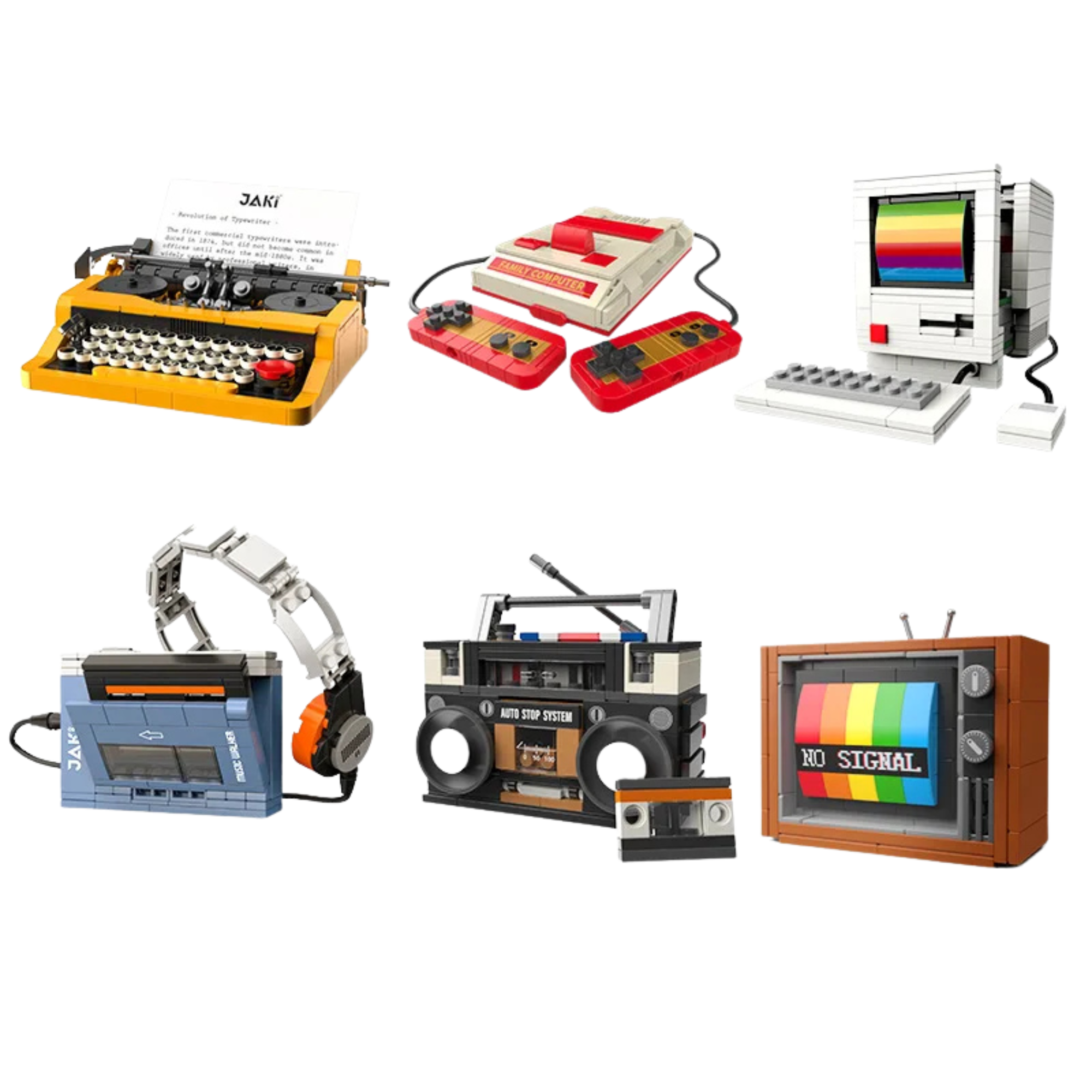 Retro Electrical Devices Building Block Set – Vintage TV, Computer, Walkman & Game Console Mini Bricks - Beyond Bricks