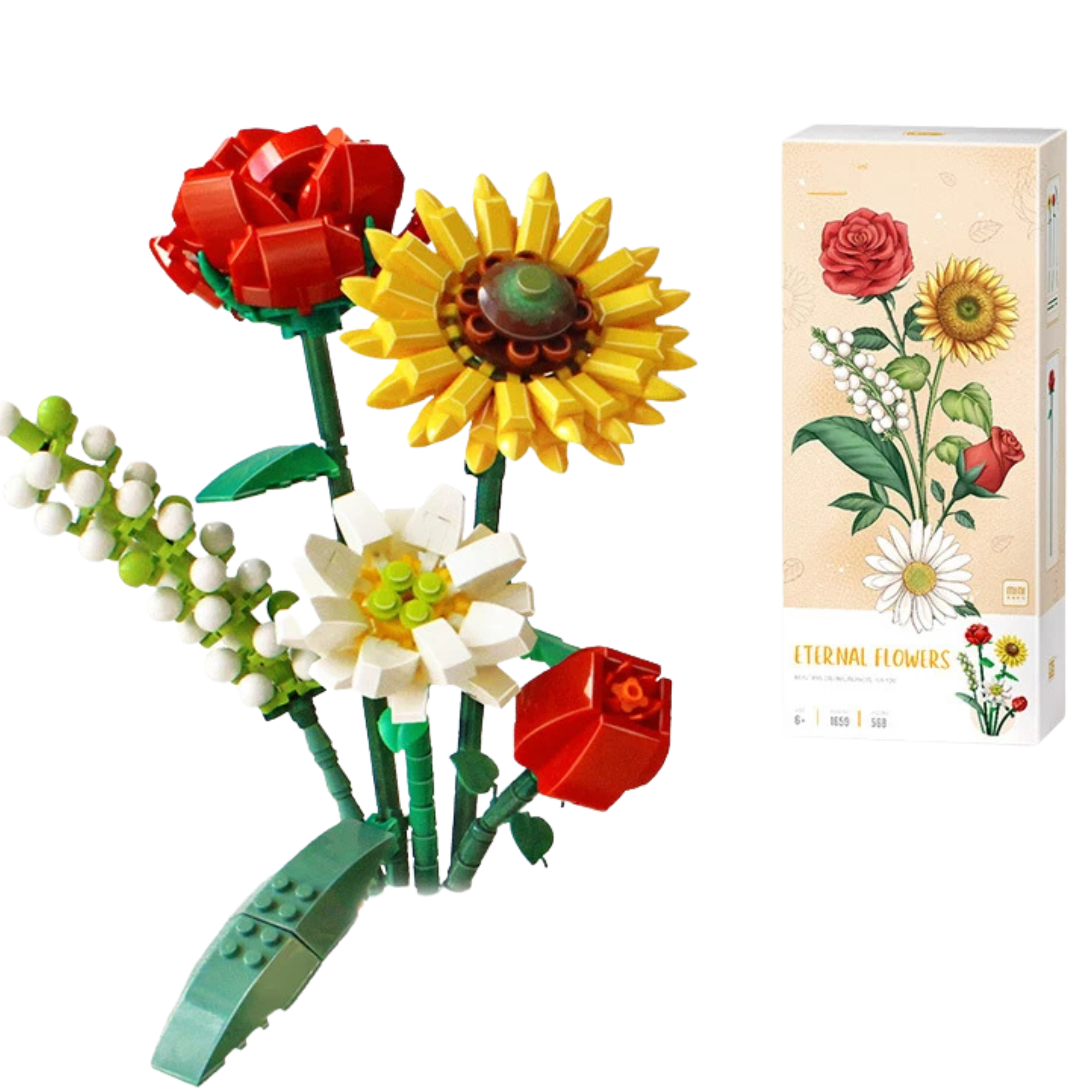 Flower Bouquet Building Blocks – DIY Rose, Hydrangea, Lily of the Valley & Mixed Blooms | Creative Brick Set Gift - Beyond Bricks